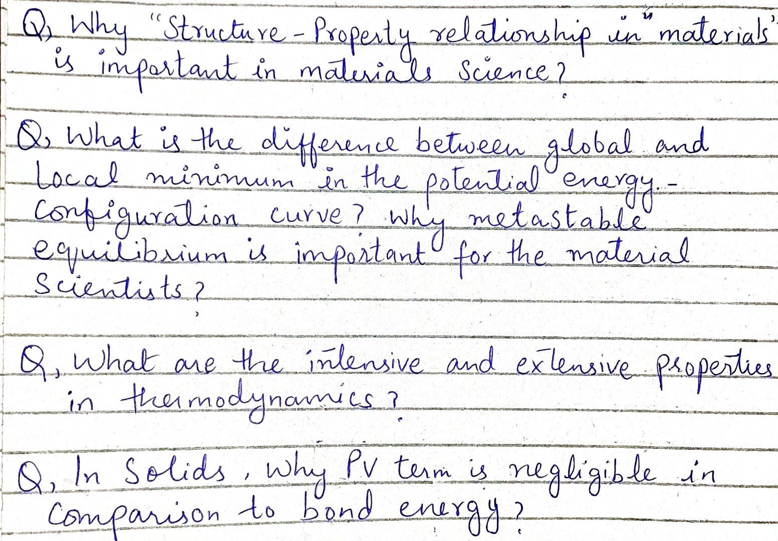 Q , Why "Structure - Property relationship in