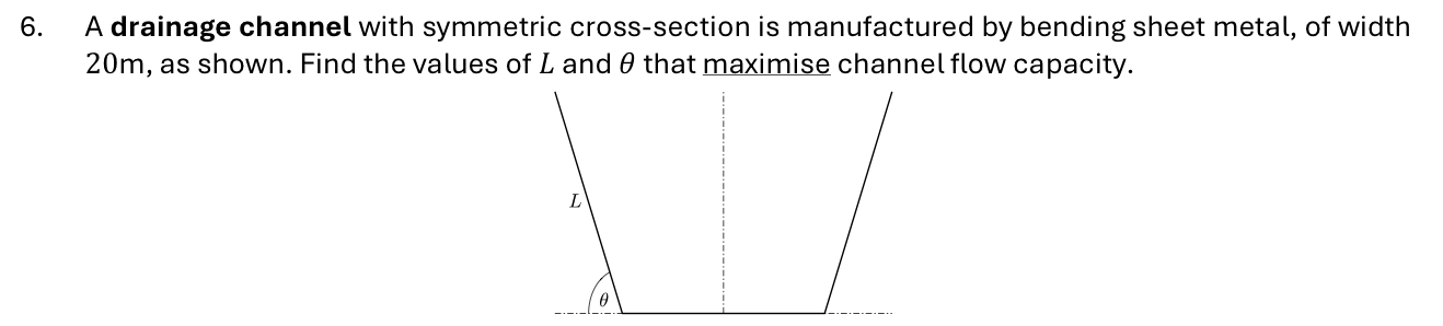 A drainage channel with symmetric cross - section