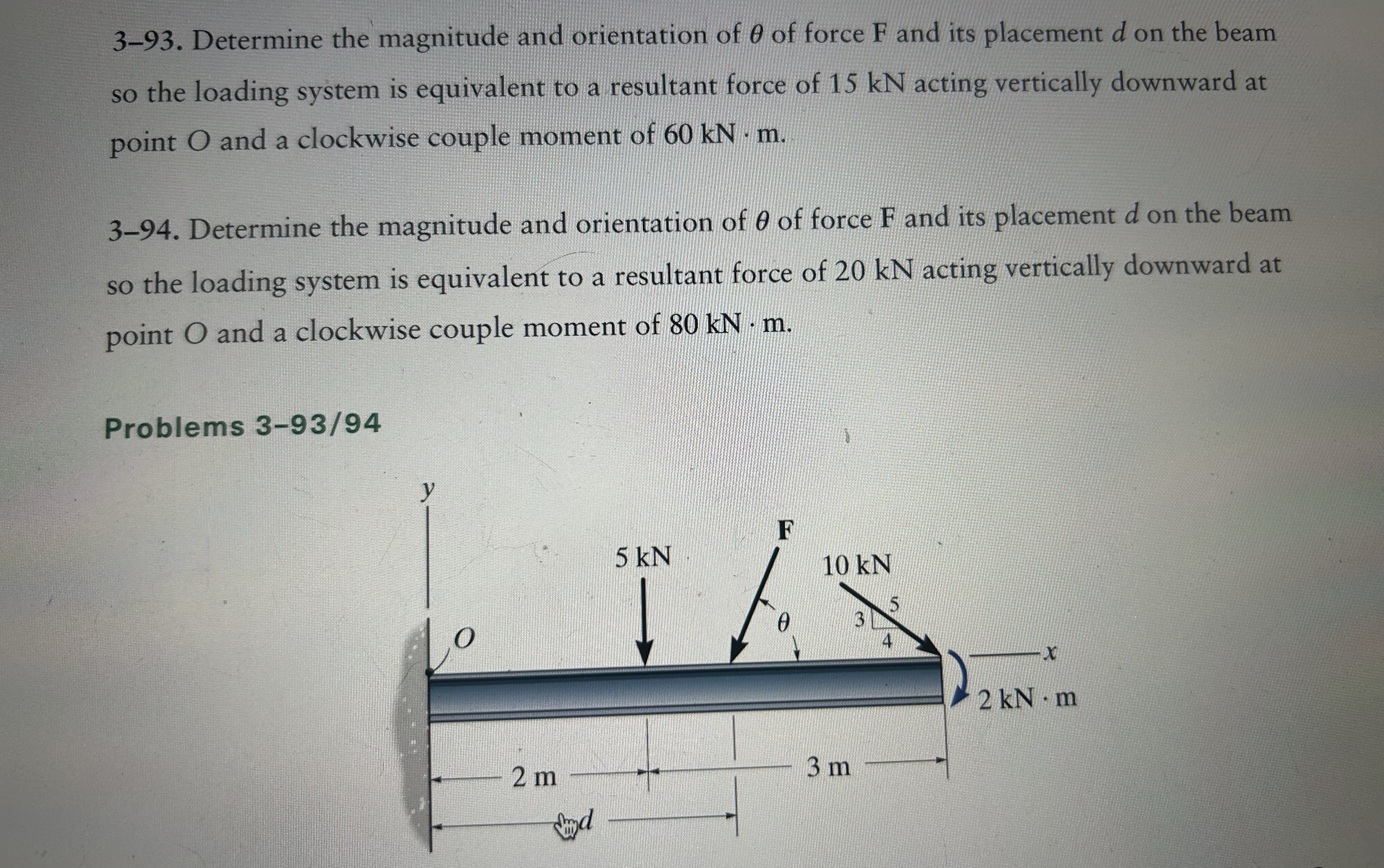 In problem 3 - 9 3 , the lever arm d is _ _ _ _ m