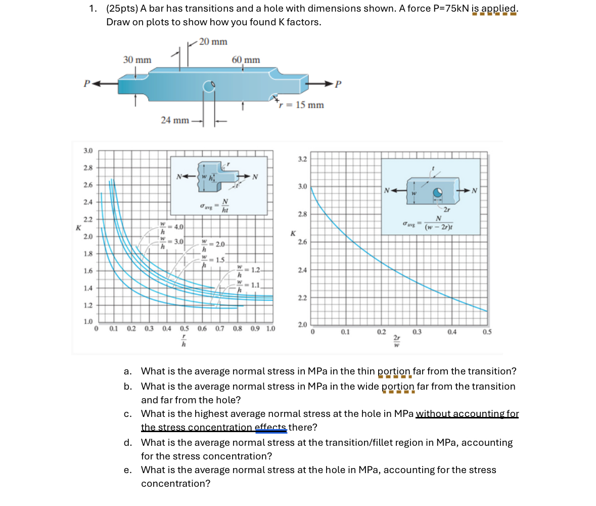 ( 2 5 pts ) A bar has transitions and a hole with