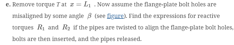 e . Remove torque T at x = L _ ( 1 ) . Now assume
