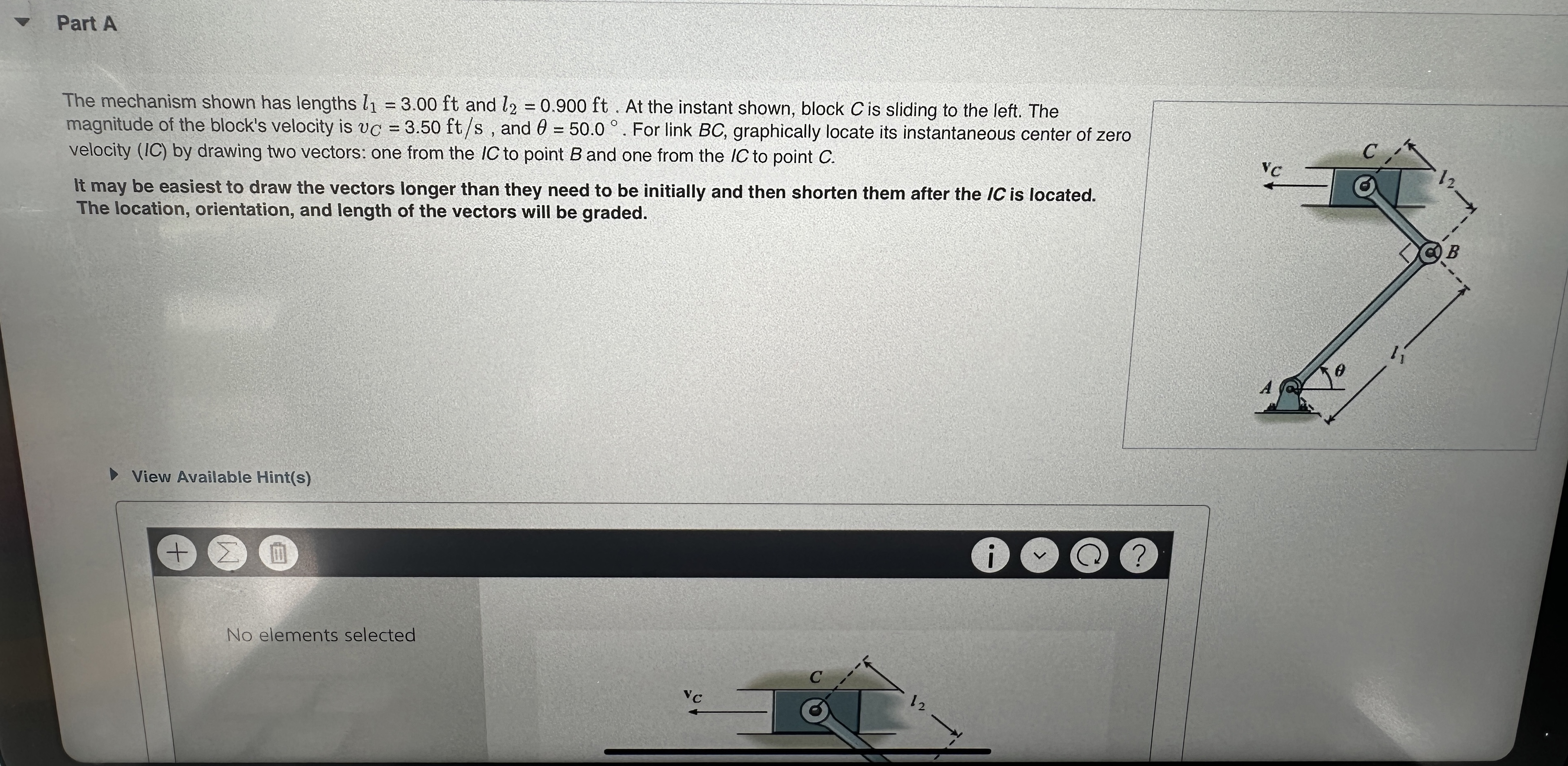 Part A The mechanism shown has lengths l 1 = 3 .