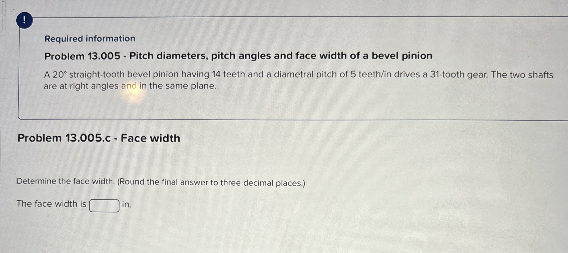 Required information Problem 1 3 . 0 0 5 - Pitch