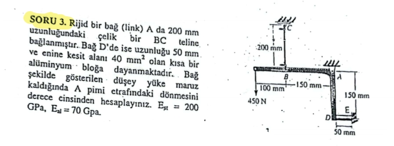 SORU 3 . Rijid bir ba ( link ) A da 2 0 0 mm