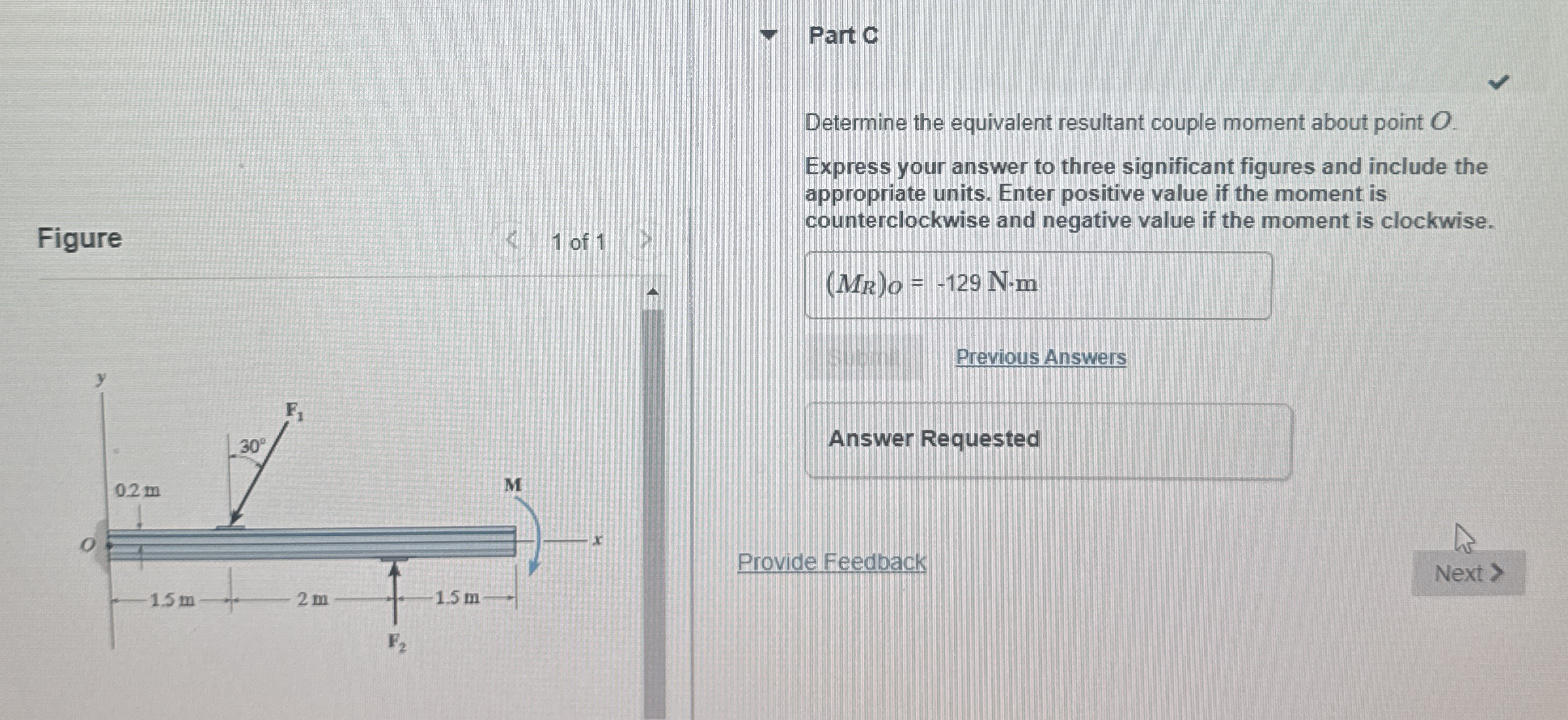 Part C Determine the equivalent resultant couple