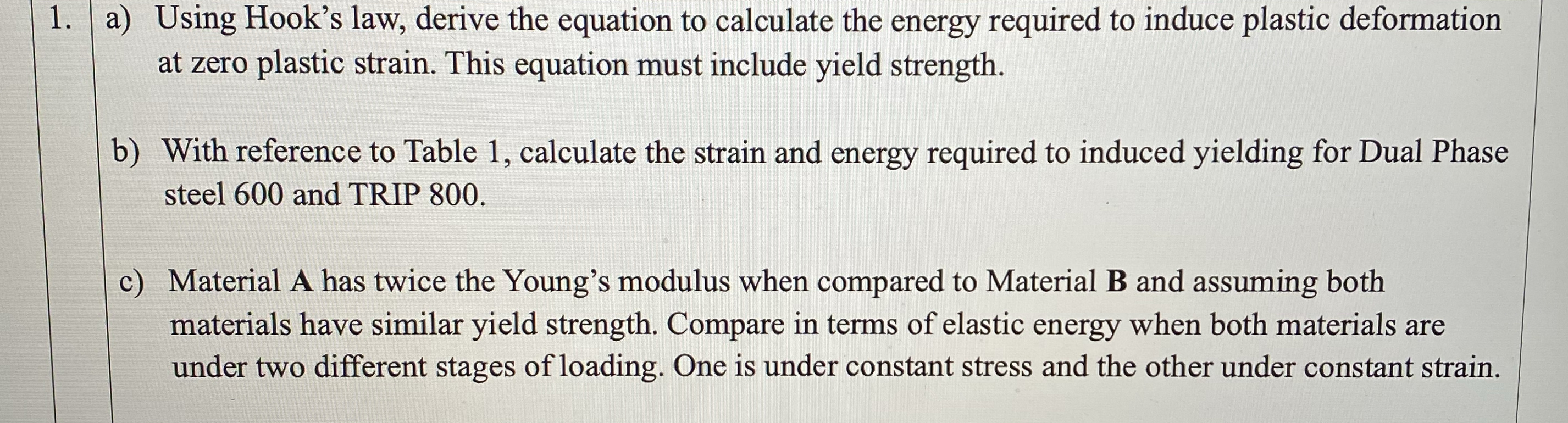 a ) Using Hook's law, derive the equation to