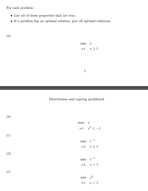 For each problem: List all of those properties