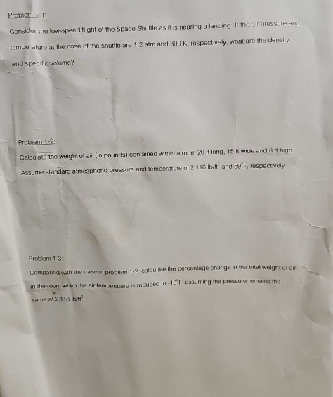 Problem 1 - 1 : Consider the low - speed flight