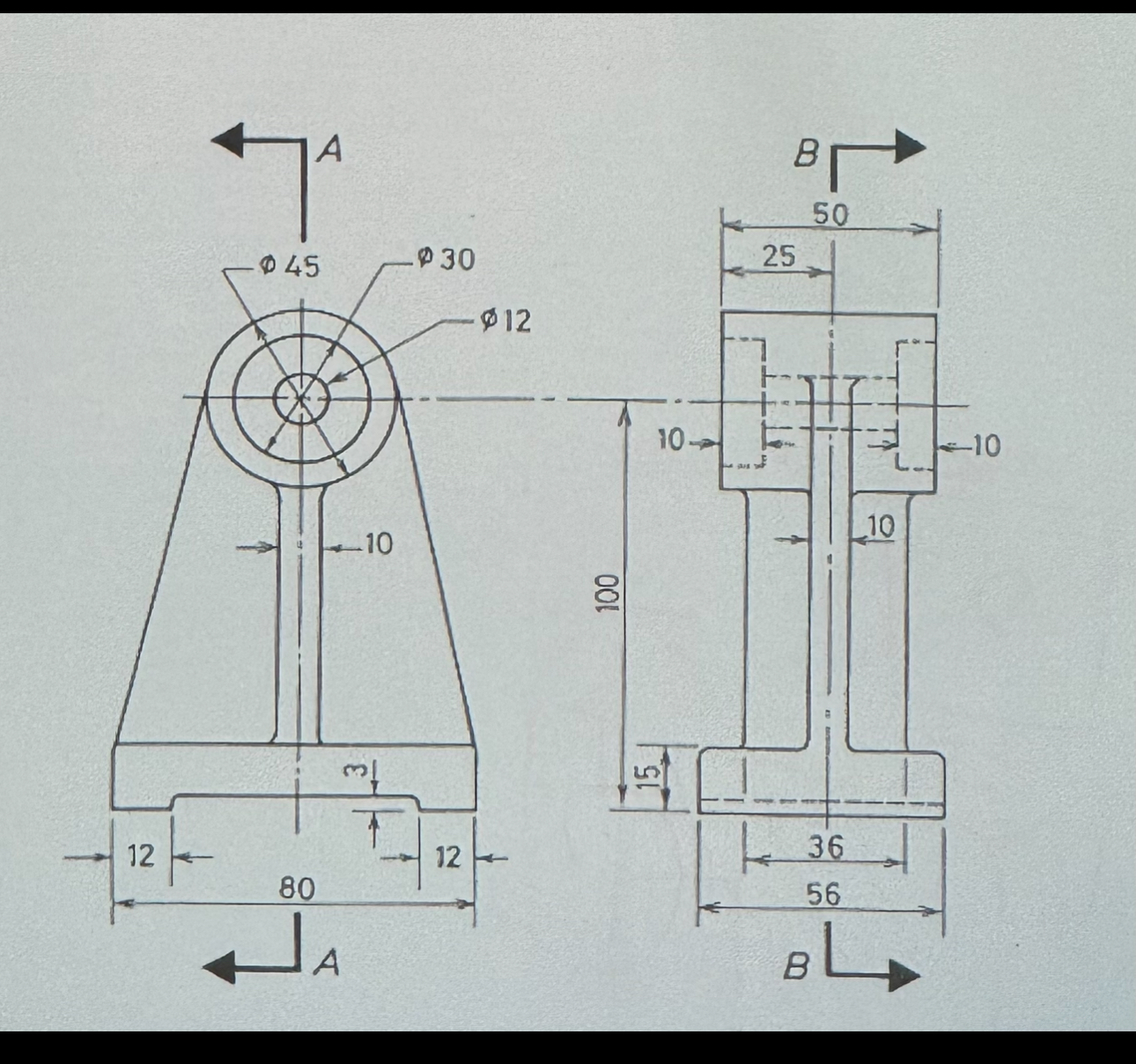 using autocad sketch the sectional front view b -