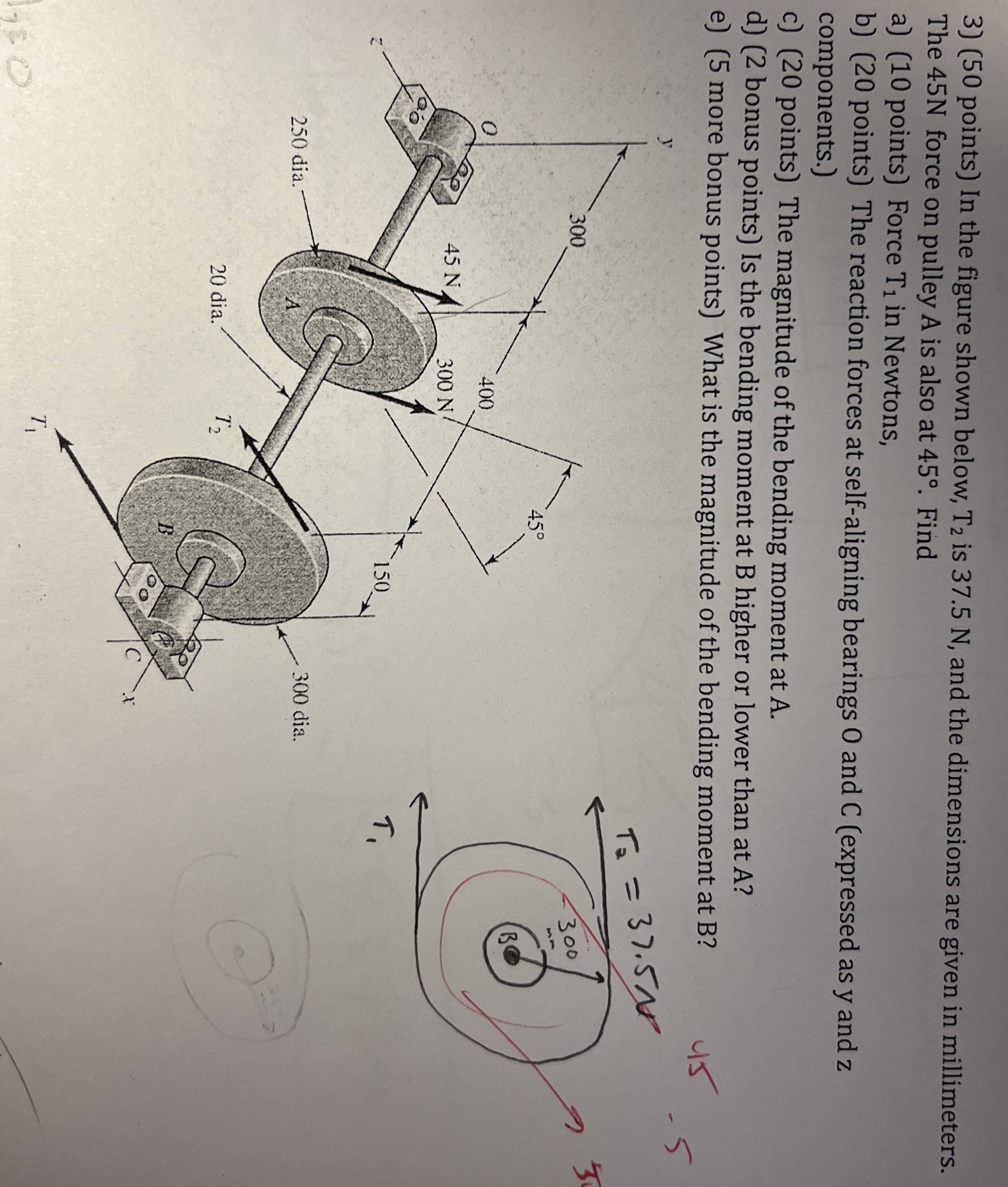 In the figure shown below, T 2 is 3 7 . 5 N , and