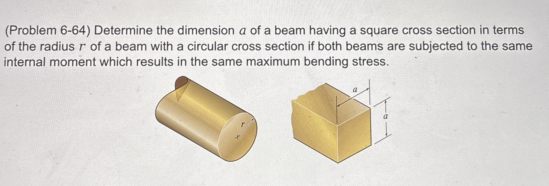 ( Problem 6 - 6 4 ) Determine the dimension a of