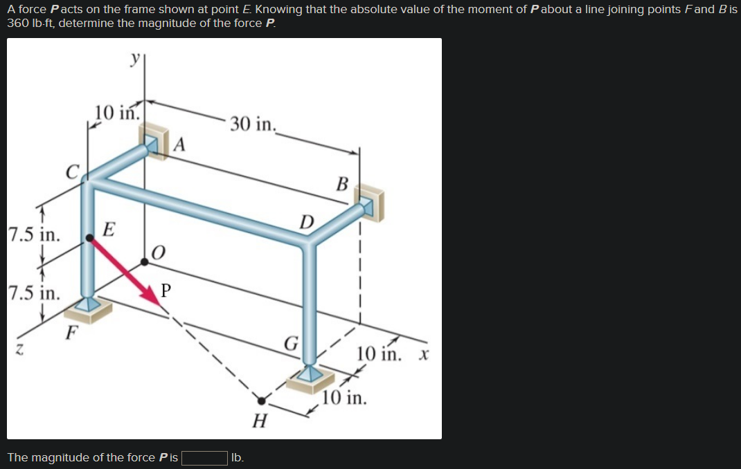 A force \ ( \ boldsymbol { P } \ ) acts on the