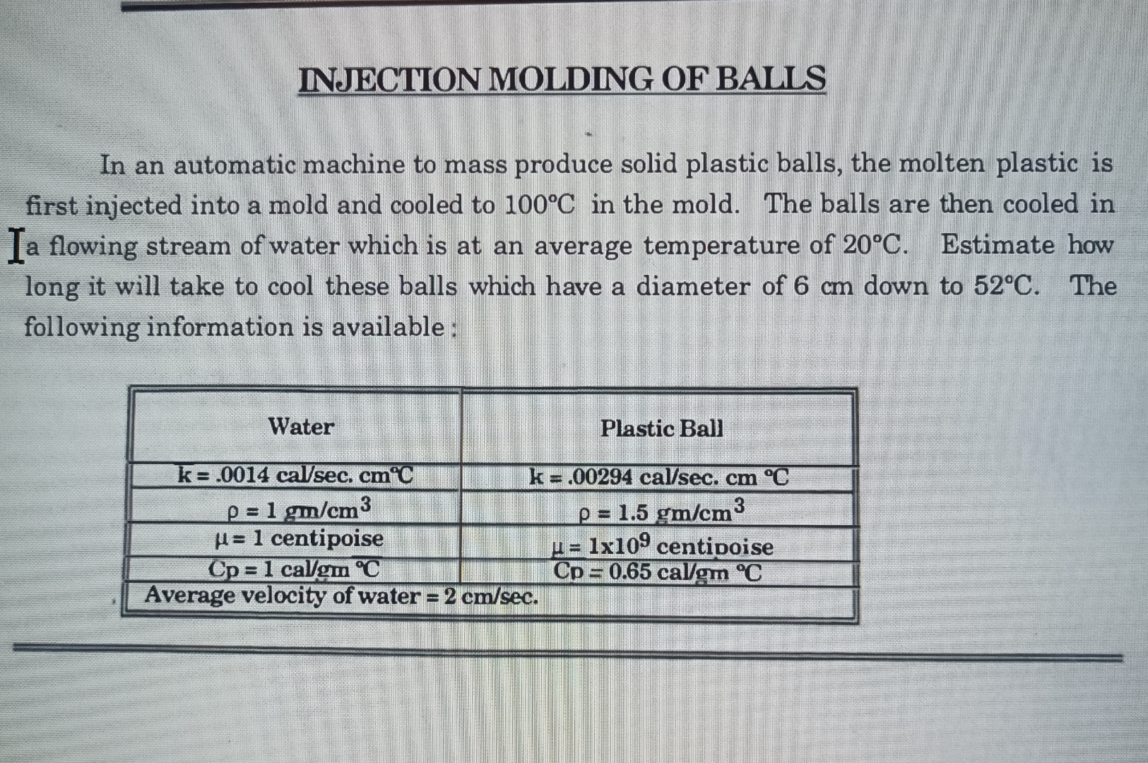 INJECTION MOLDING OF BALLS In an automatic