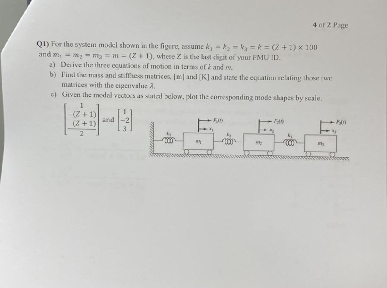 4 of 2 Page Q 1 ) For the system model shown in