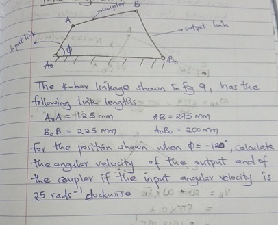 . K x K l 1 7 The 4 - bar linkage shown in fig 9