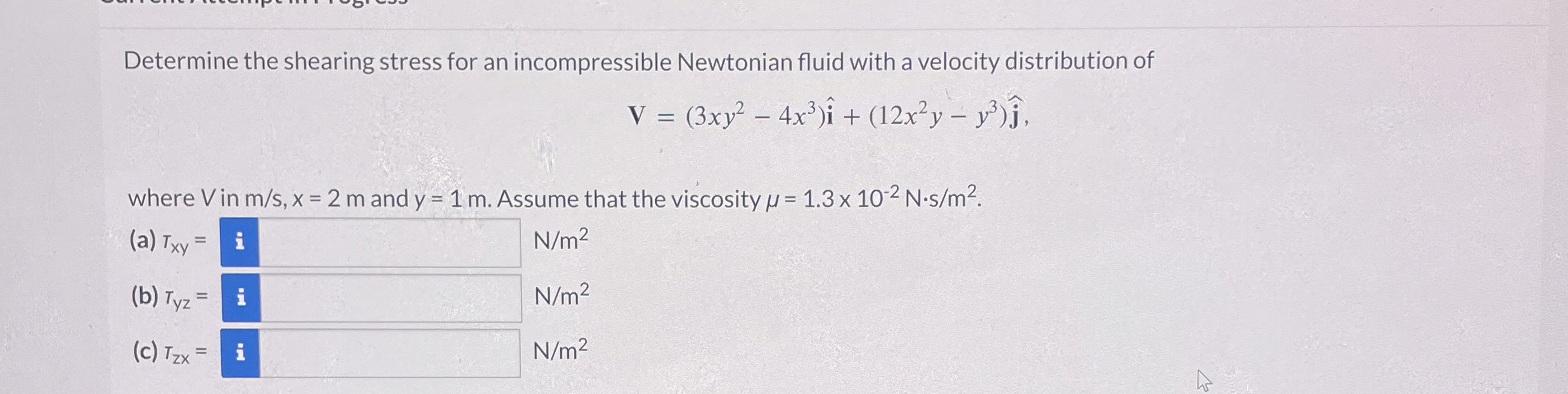 Determine the shearing stress for an