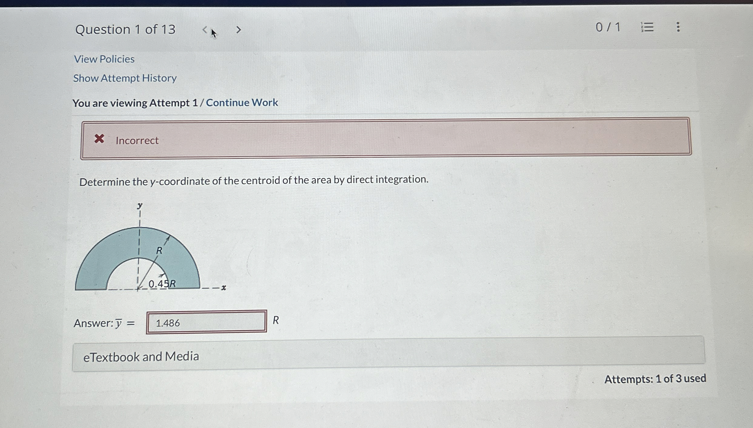 Question 1 of 1 3 0 1 View Policies Show Attempt
