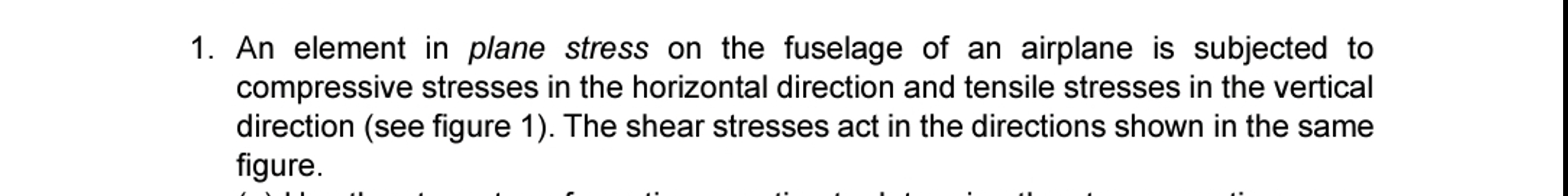 An element in plane stress on the fuselage of an