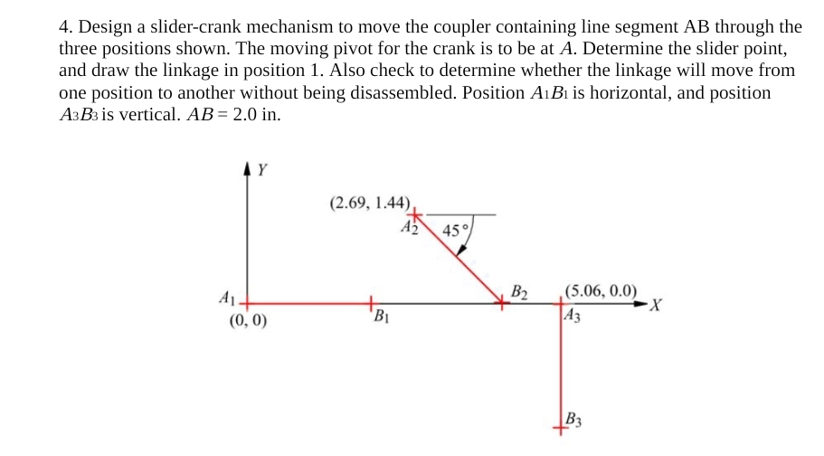 Design a slider - crank mechanism to move the