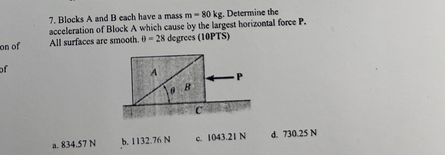 Blocks A and B each have a mass m = 8 0 k g .