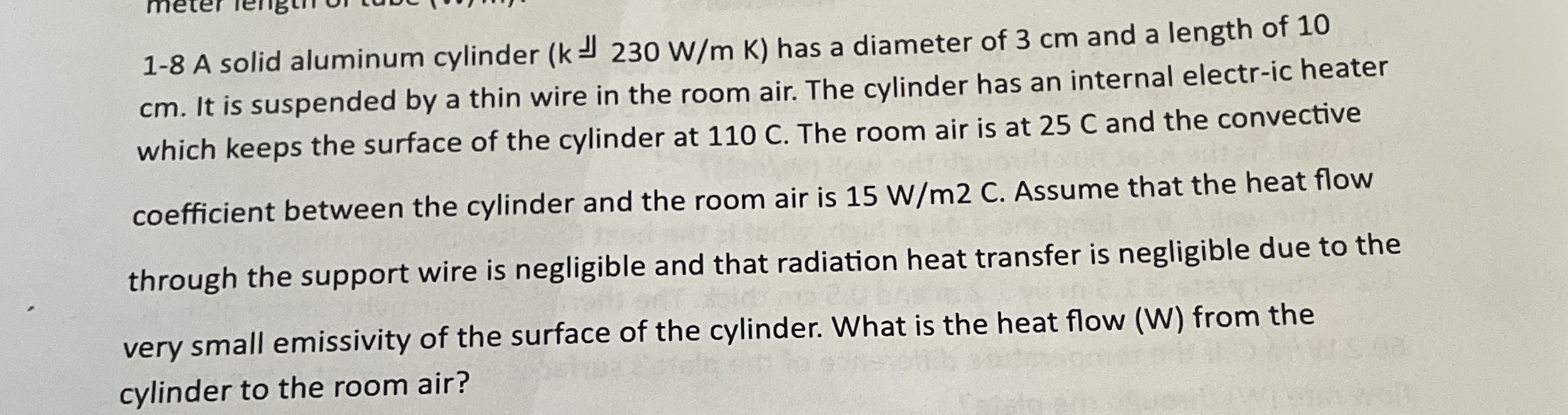 1 - 8 A solid aluminum cylinder ( k 2 3 0 W m K )