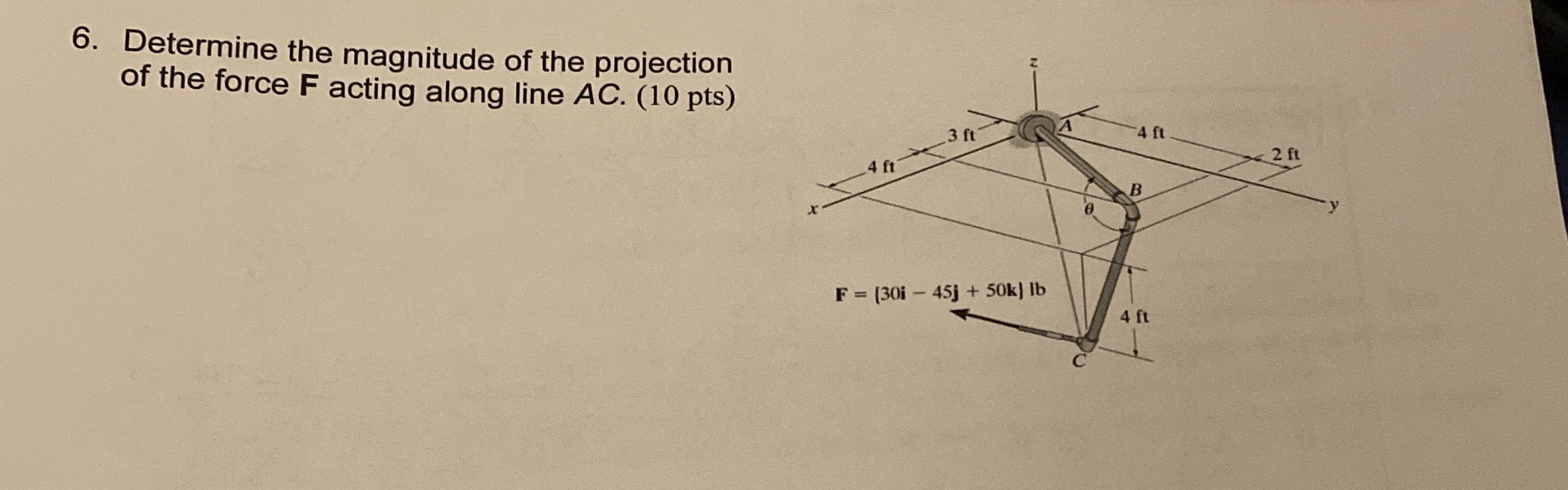 Determine the magnitude of the projection of the