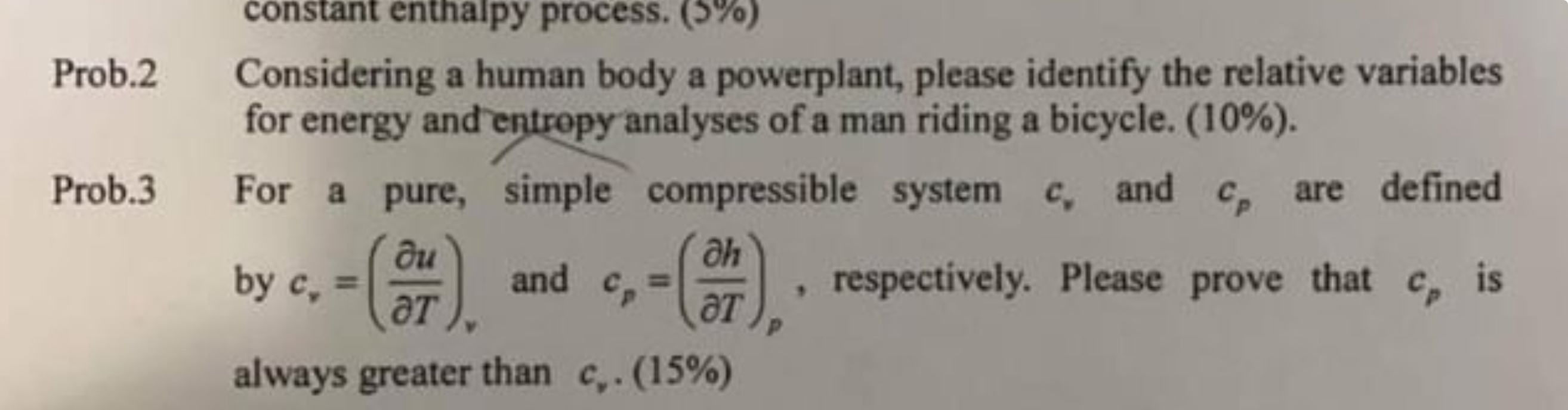 Prob. 2 Considering a human body a powerplant,
