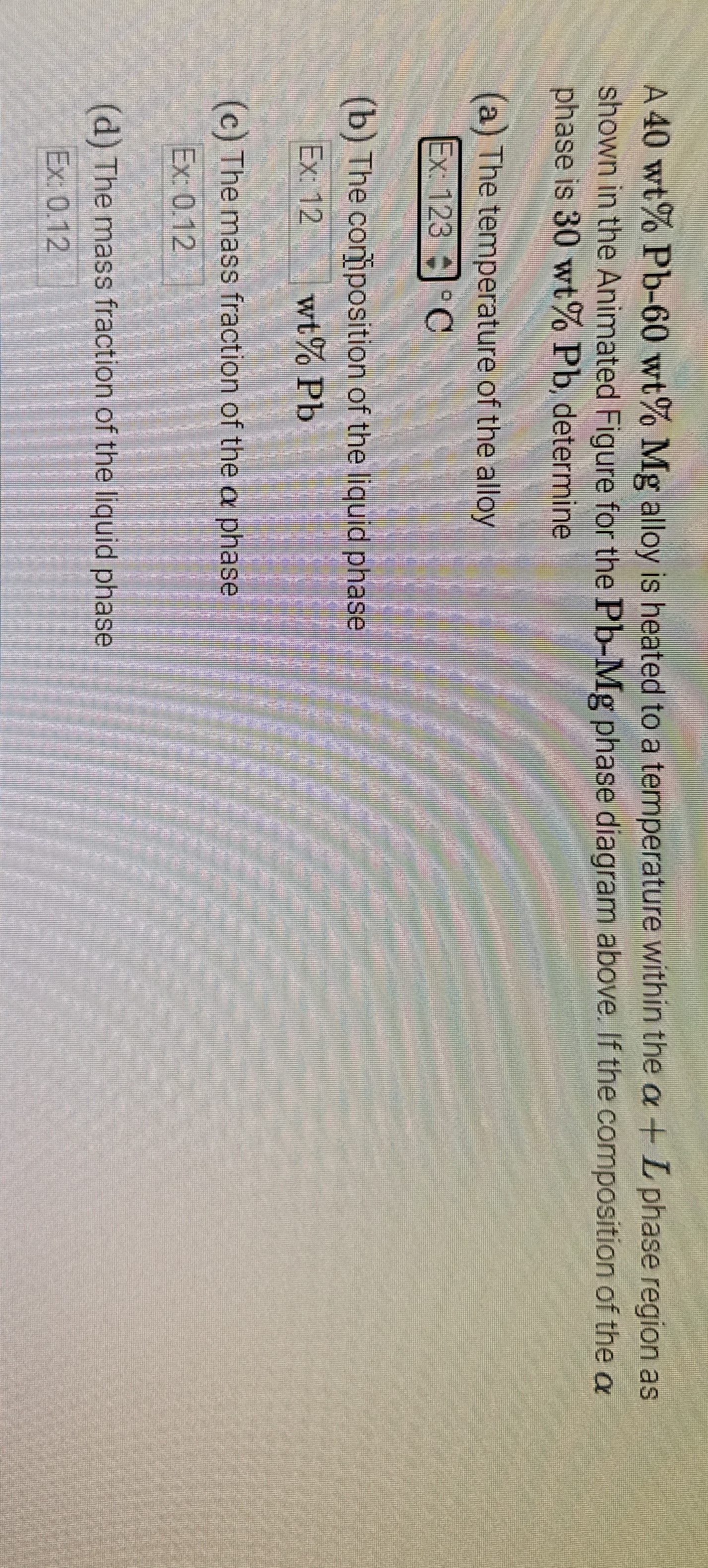 A 4 0 w t % P b - 6 0 w t % M g alloy is heated