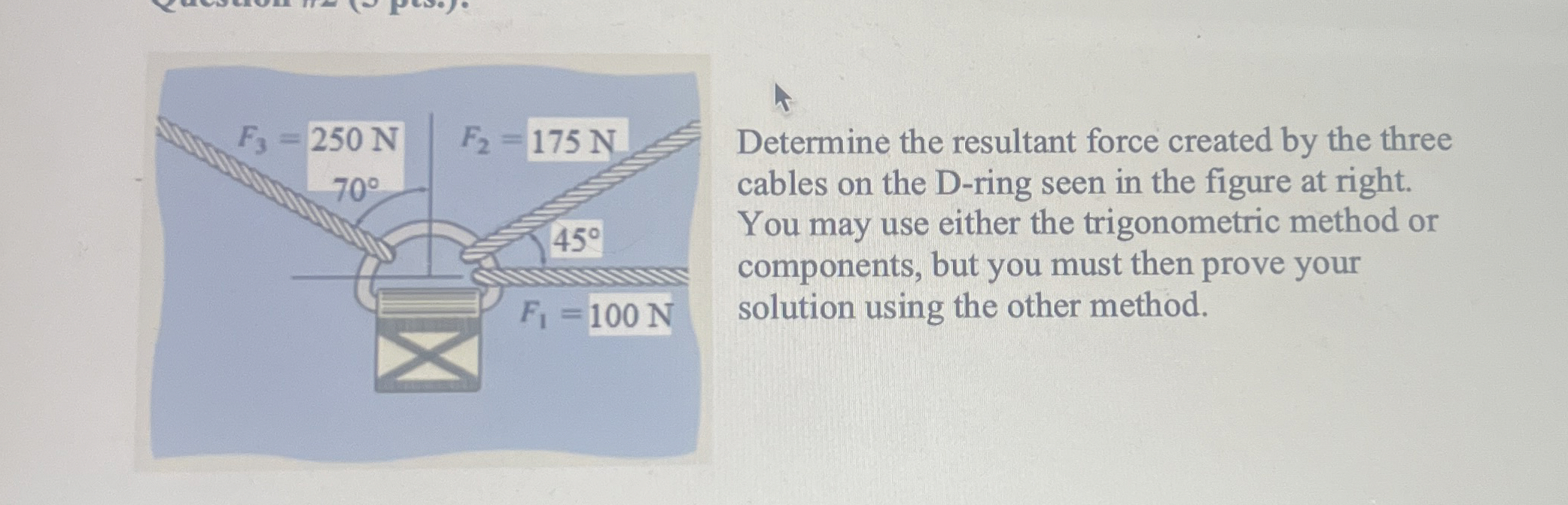 F 3 = 2 5 0 N | F 2 | | = 1 7 5 N Determine the