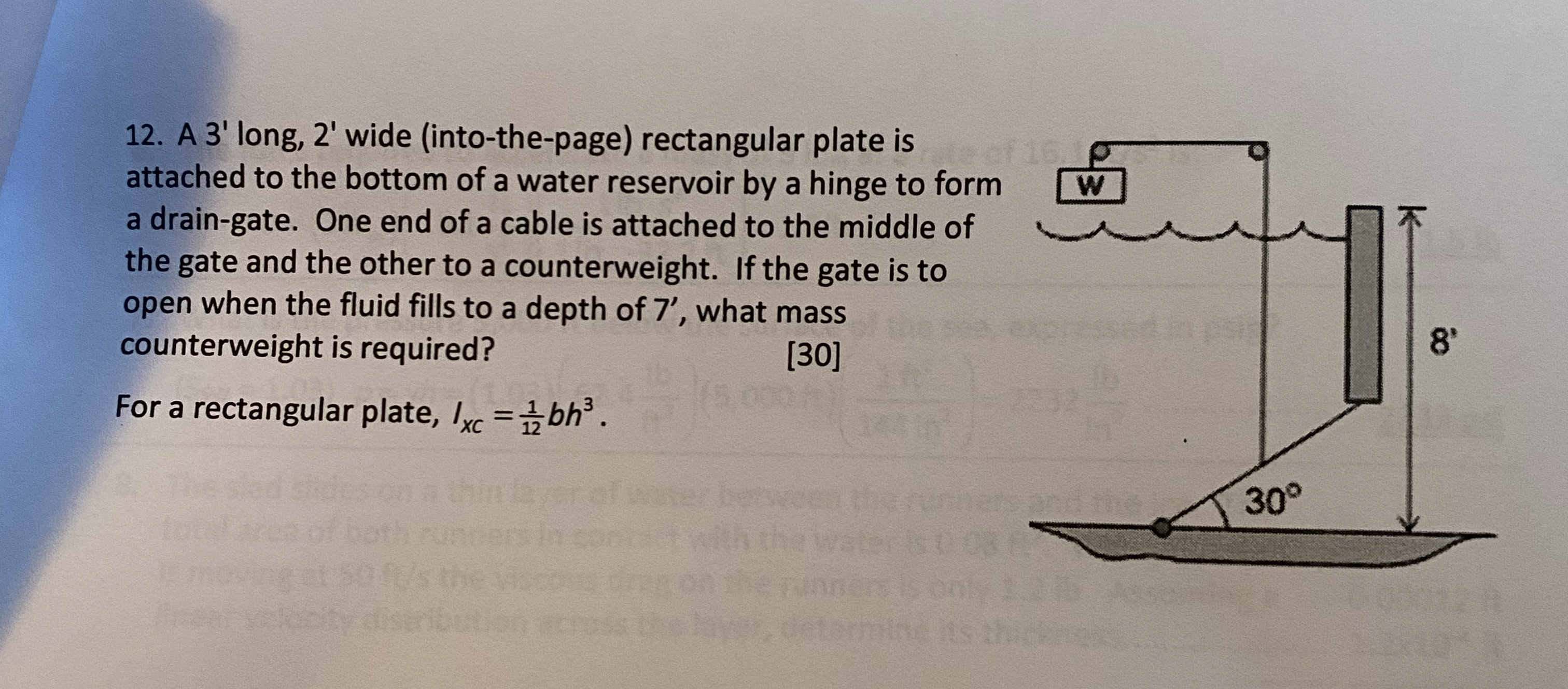 A 3 ' long, 2 ' wide ( into - the - page )