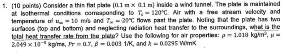 ( 1 0 points ) Consider a thin flat plate ( 0 . 1
