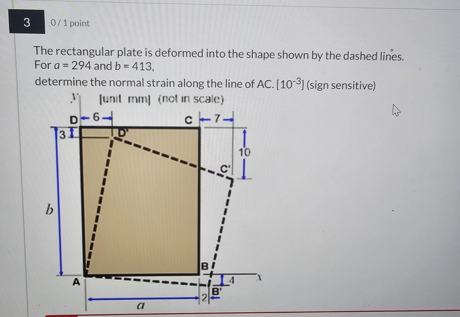 3 0 1 point The rectangular plate is deformed