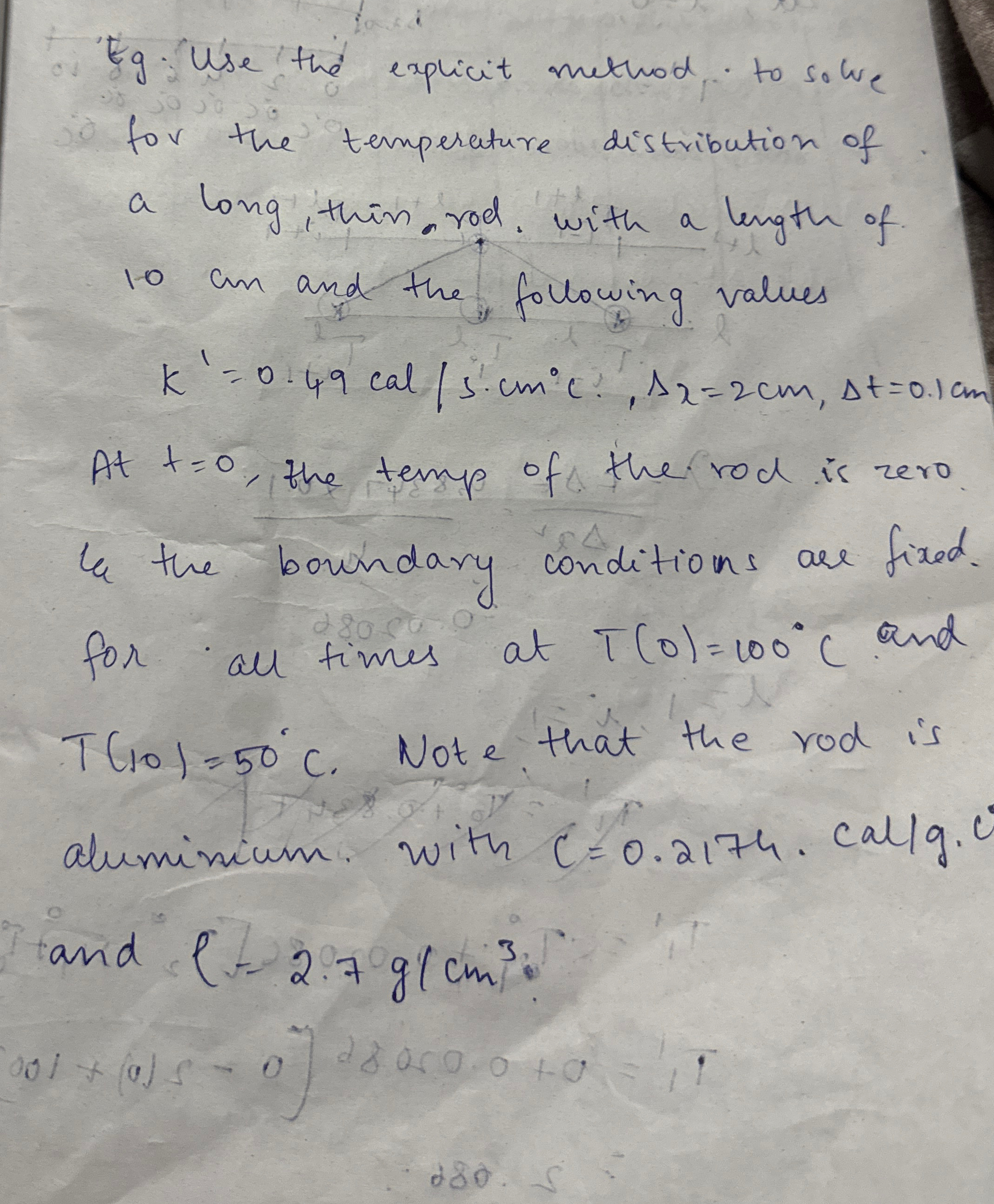 Eg: Use the explicit method. to solve for the