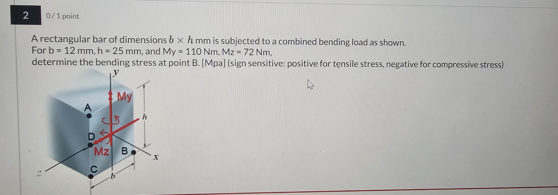 2 0 1 point A rectangular bar of dimensions b hmm