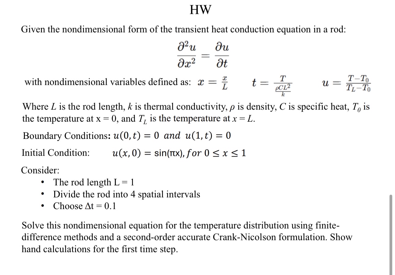 HW Given the nondimensional form of the transient