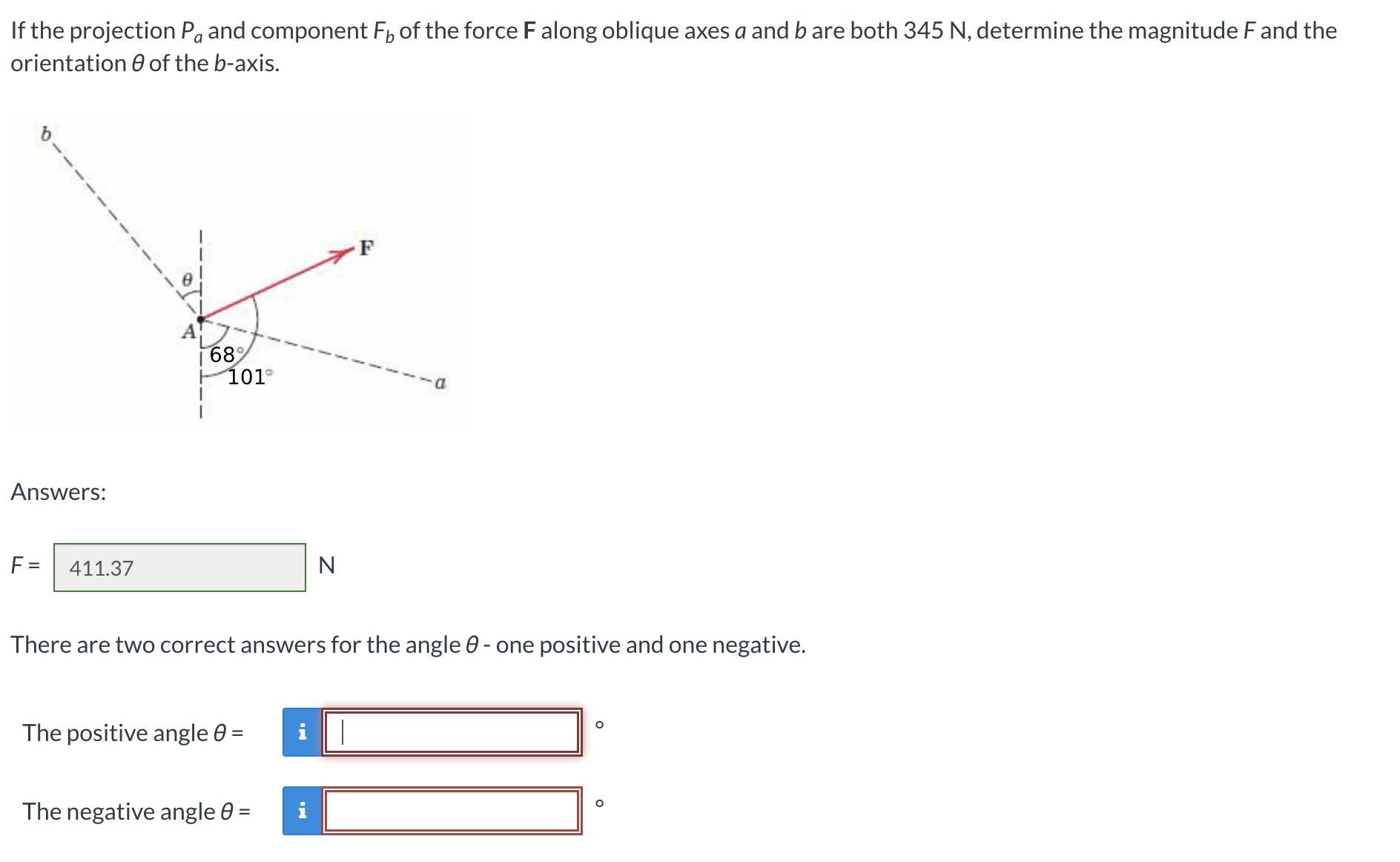 If the projection P a and component F b of the