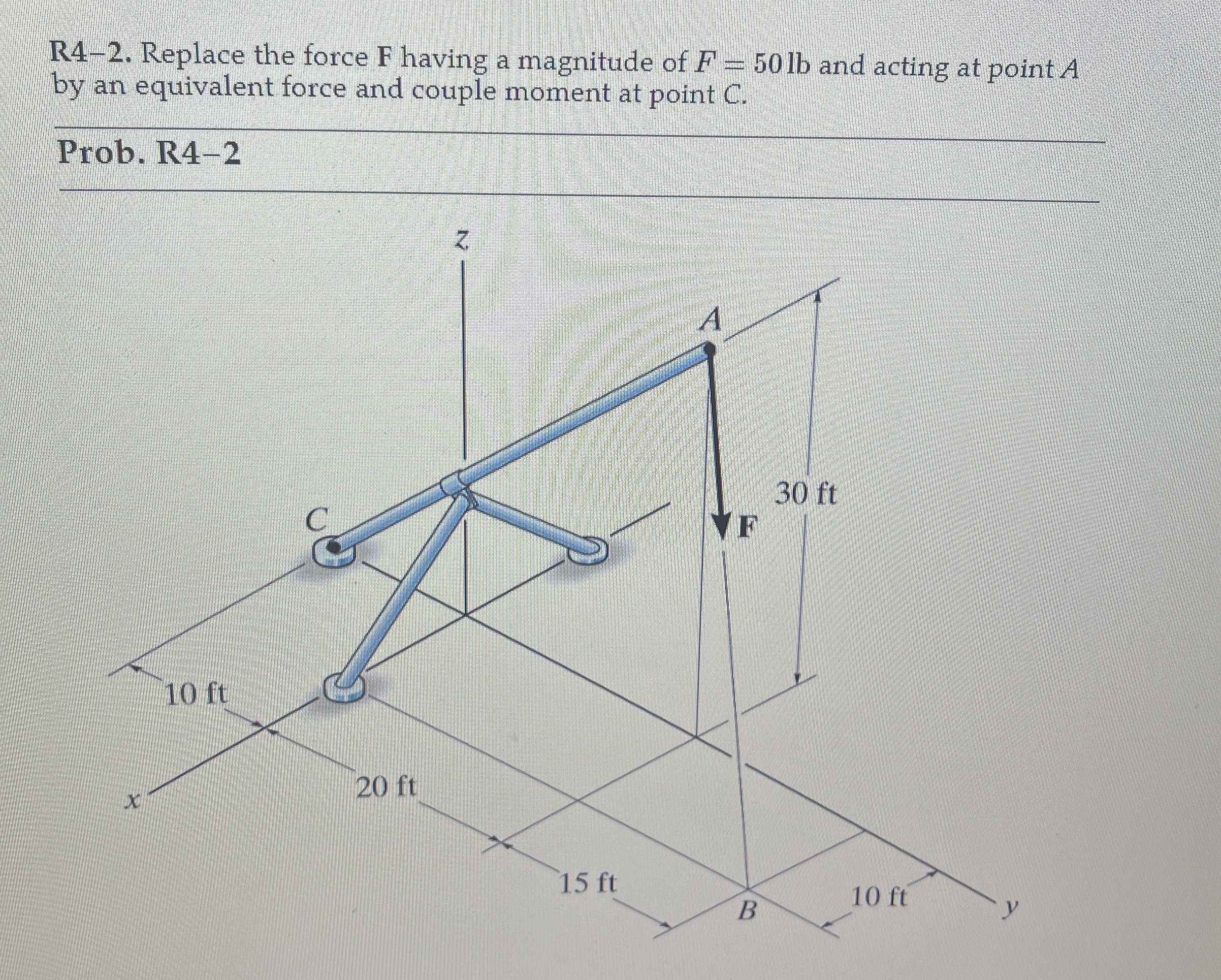 R 4 - 2 . Replace the force F having a magnitude