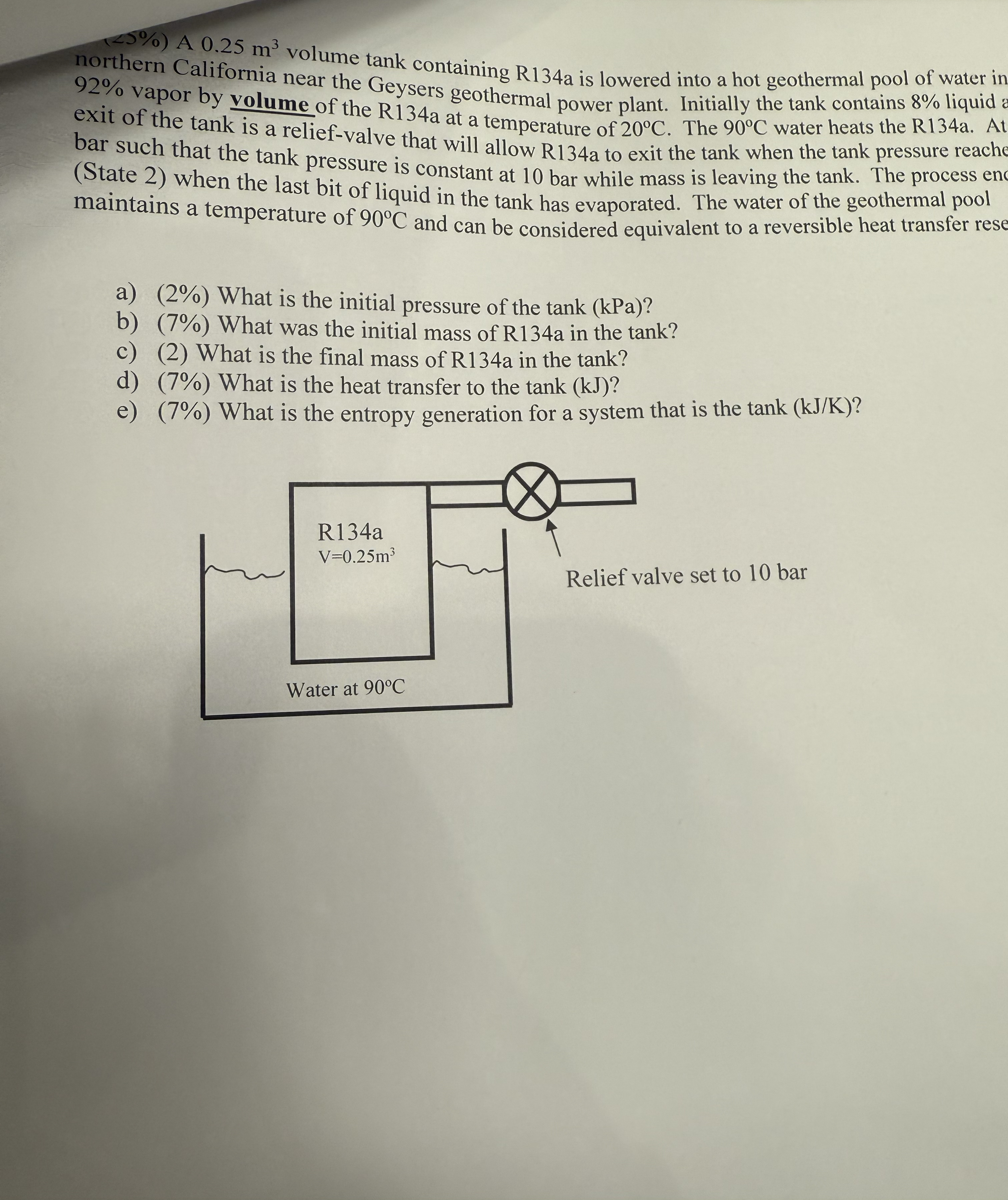 2 5 % A 0 . 2 5 m 3 volume tank containing R 1 3