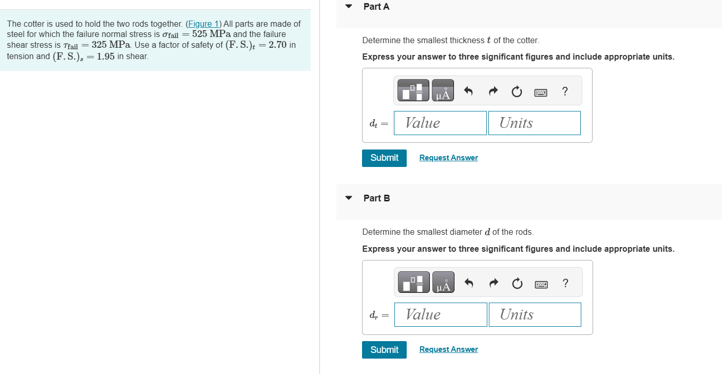 Part A The cotter is used to hold the two rods