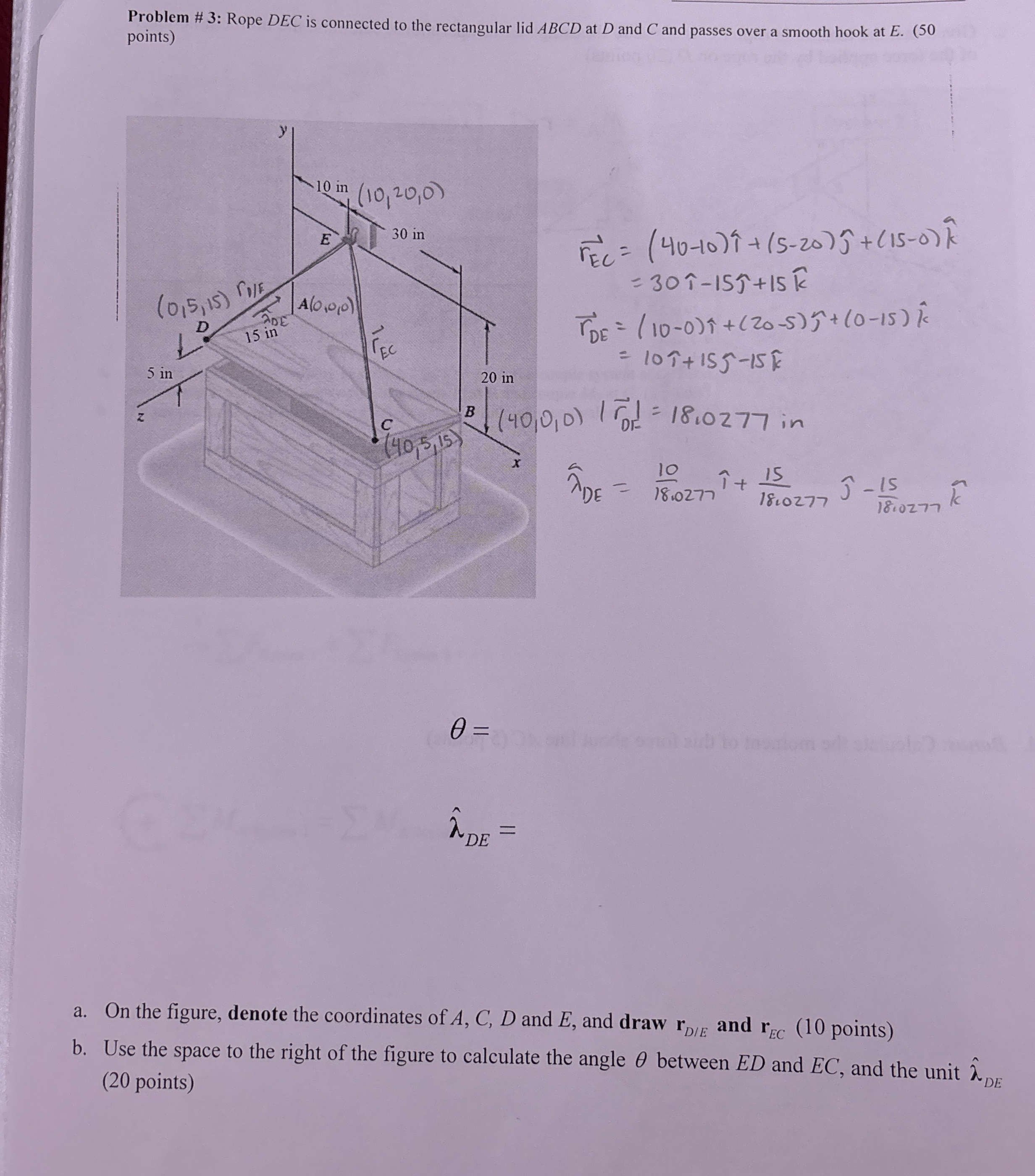 Problem # 3 : Rope DEC is connected to the