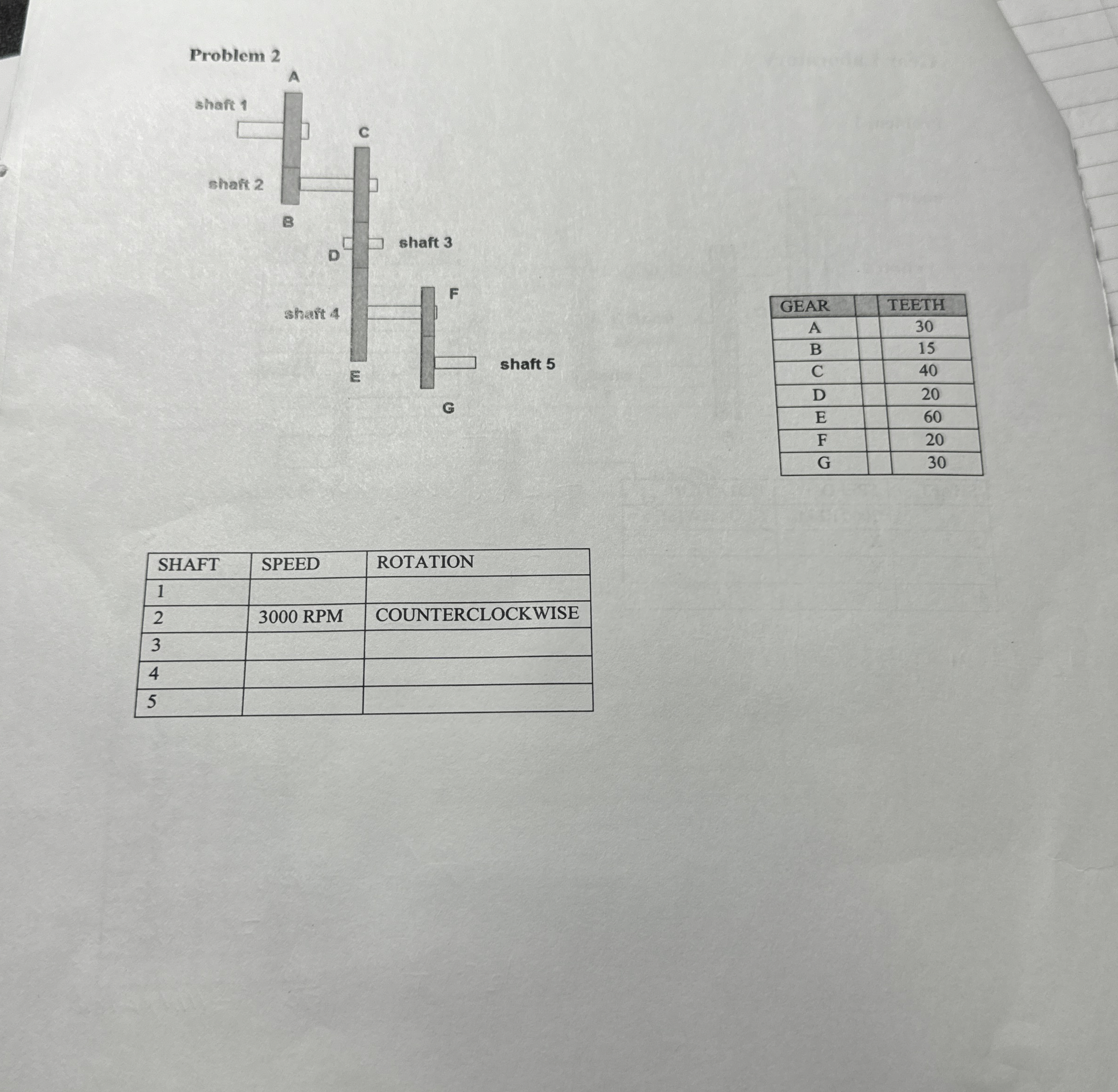 \ table [ [ GEAR , TEETH ] , [ A , 3 0 ] , [ B ,
