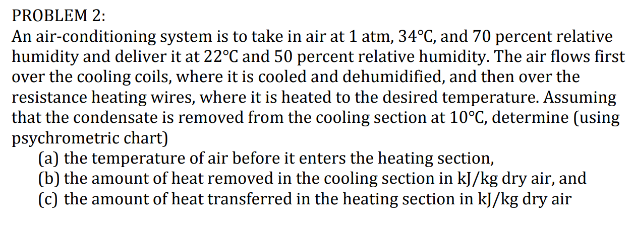 PROBLEM 2 : An air - conditioning system is to