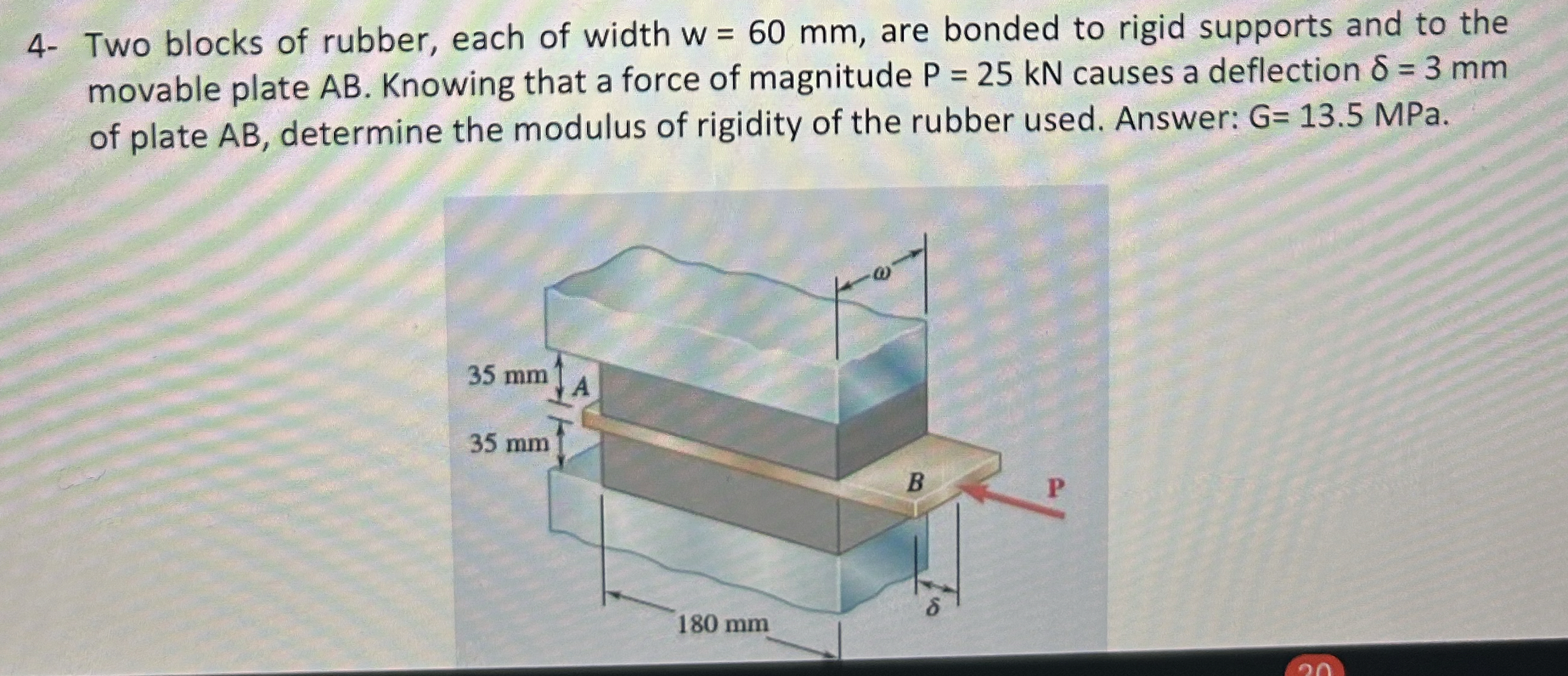 4 - Two blocks of rubber, each of width w = 6 0 m
