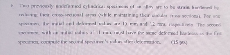 Two previously undeformed cylindrical specimens