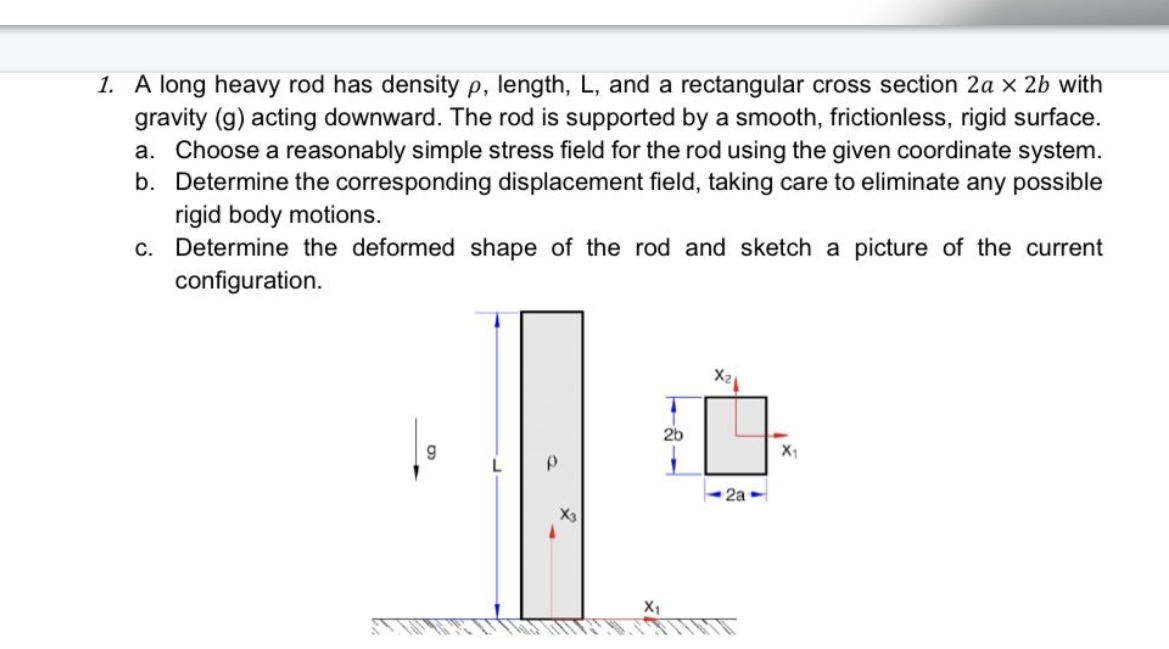 A long heavy rod'has density , length, L , and a