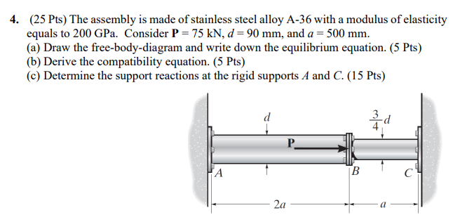 ( 2 5 Pts ) The assembly is made of stainless