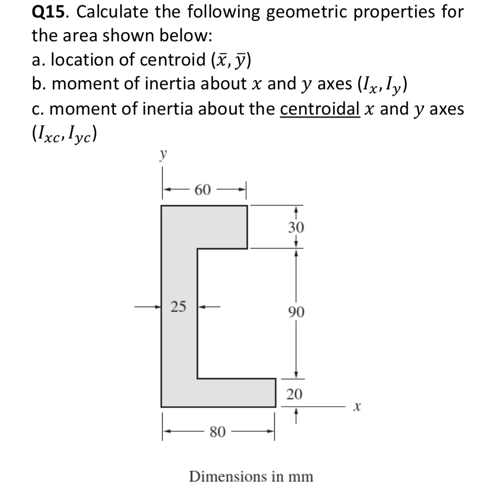 Q 1 5 . Calculate the following geometric