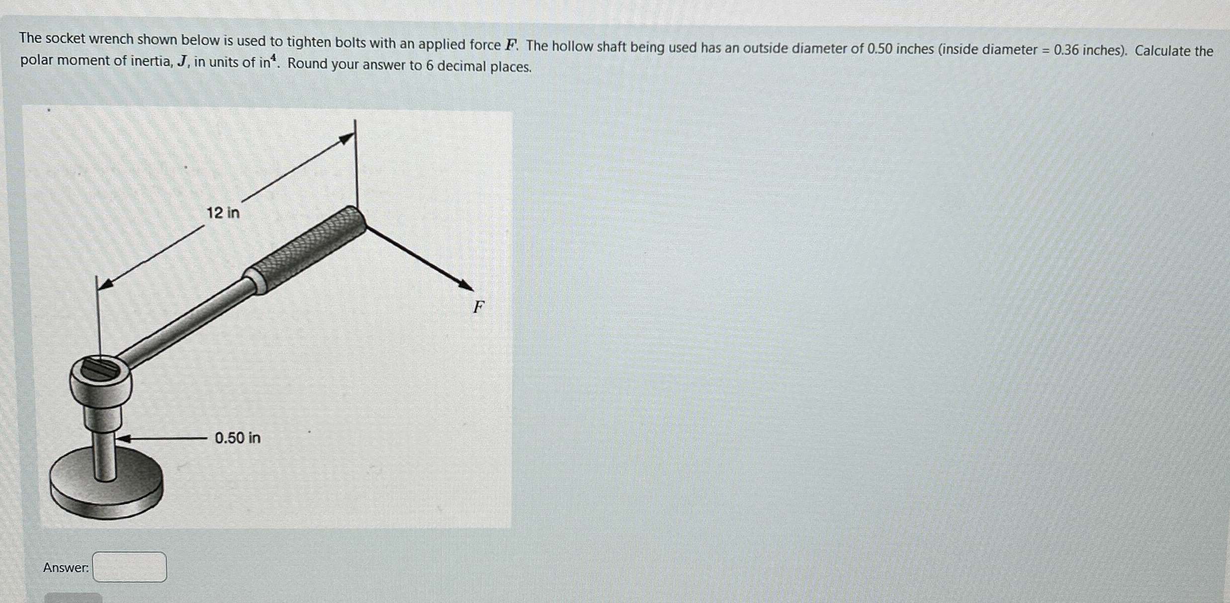 The socket wrench shown below is used to tighten