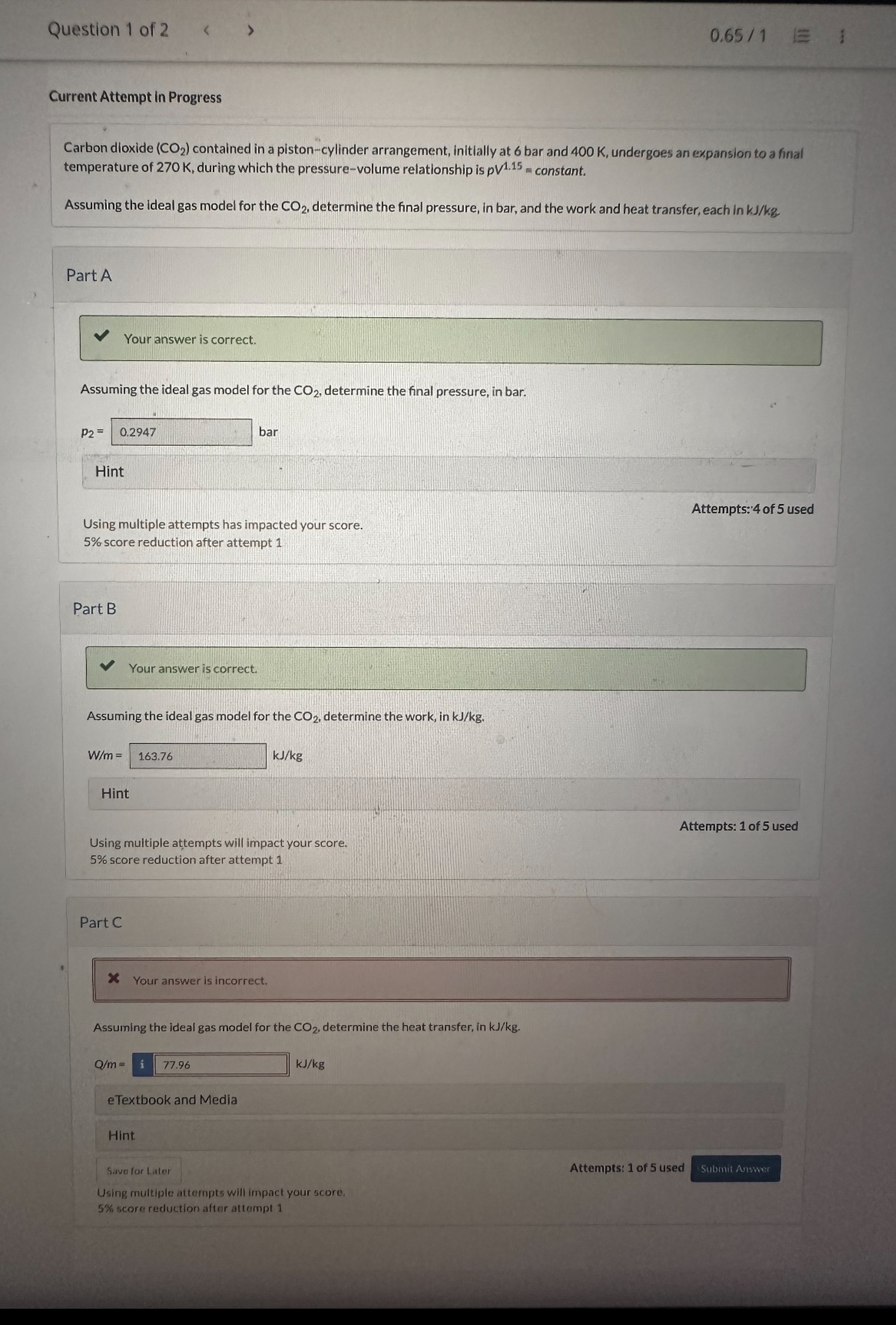 Current Attempt in Progress Carbon dioxide ( C O