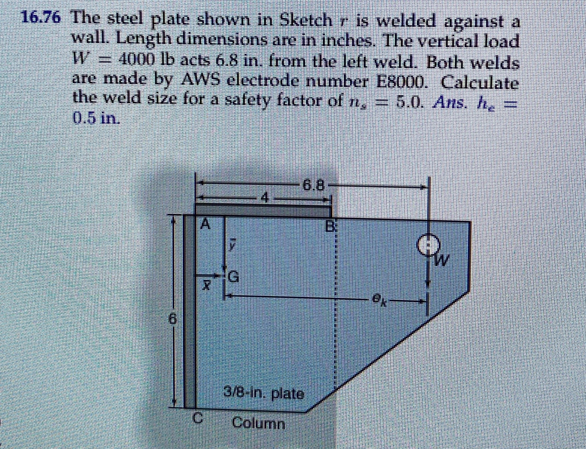 1 6 . 7 6 The steel plate shown in Sketch r is